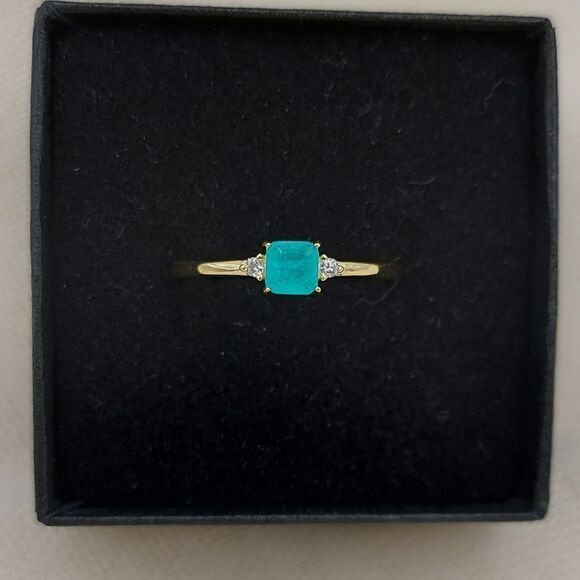 Gold Plated Tourmaline 925 Sterling Silver Ring - Picture 1 of 6